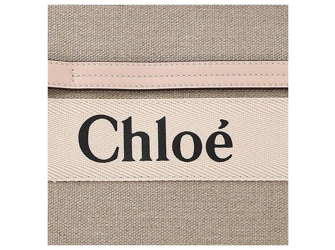 Chloé Borsa tote in lino Rosa - vista 9
