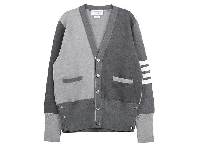 Thom Browne Gestickter Woll-V-Ausschnitt-Cardigan Braun - Ansicht 3