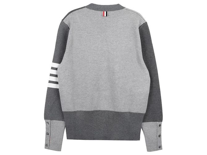 Thom Browne Gestickter Woll-V-Ausschnitt-Cardigan Braun - Ansicht 4