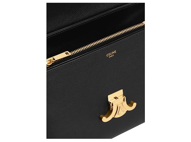 Céline Borsa Nino Media in Pelle di Vitello Morbida Nera Nero - vista 4