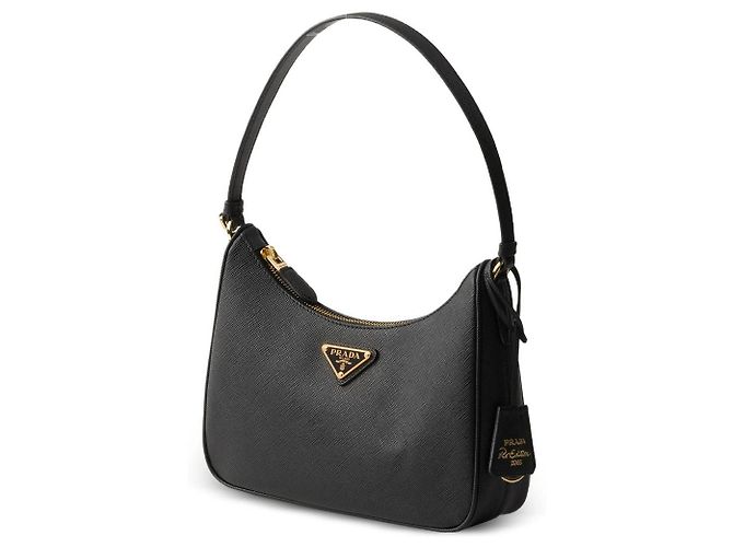 Prada Mini borsa in pelle Saffiano rieditata nera NZV Nero - vista 3