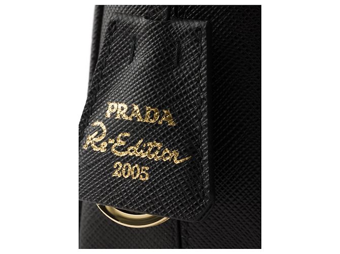 Prada Mini borsa in pelle Saffiano rieditata nera NZV Nero - vista 5