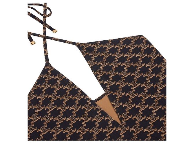 Céline Monogramm-Jersey-Badeanzug in Toffee-Braun - Ansicht 3
