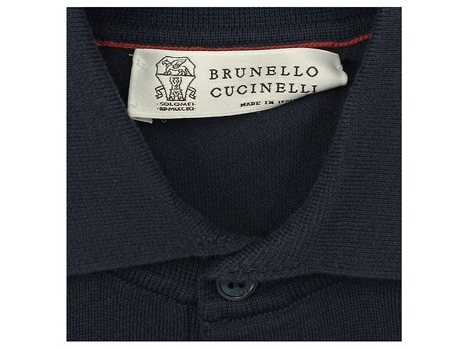 Brunello Cucinelli Logo Baumwollstrick Polo Kurzarm T-Shirt Blau - Ansicht 11