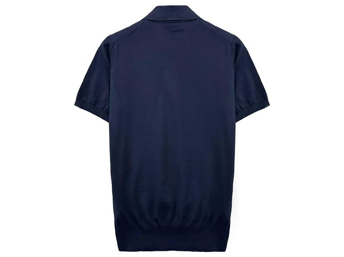 Brunello Cucinelli Logo Baumwollstrick Polo Kurzarm T-Shirt Blau - Ansicht 7