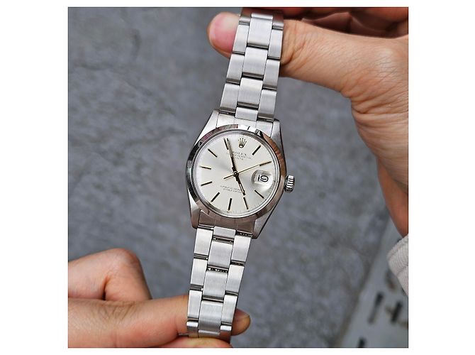Rolex Orologio da uomo Oyster Perpetual Date con quadrante originale Argento - vista 3