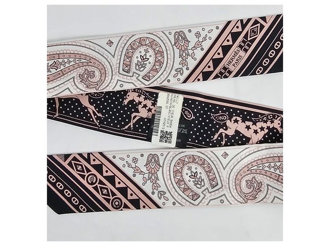Hermès Foulard Twilly in Seta Cheval de Coeur per Donne Rosa - vista 12