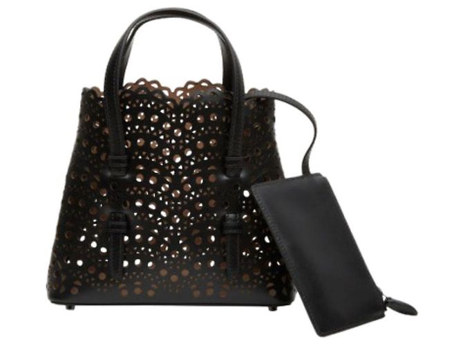 Alaïa Borsa Mina Bianco Wave Piccola Nero - vista 3