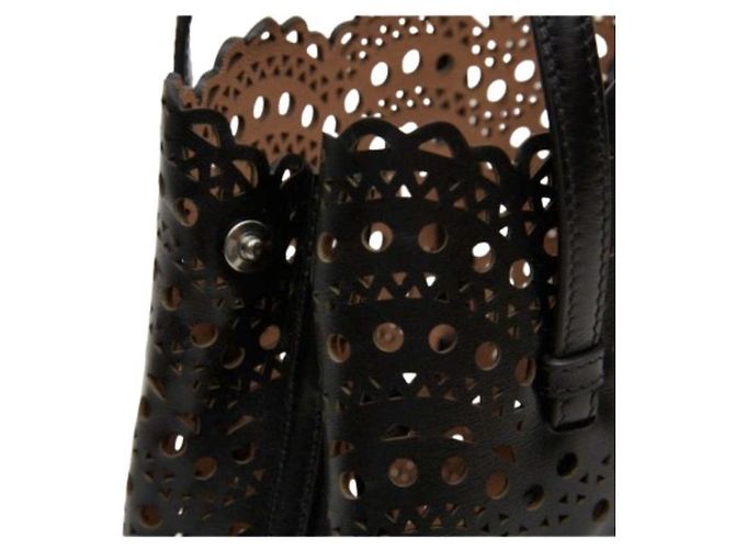 Alaïa Borsa Mina Bianco Wave Piccola Nero - vista 6