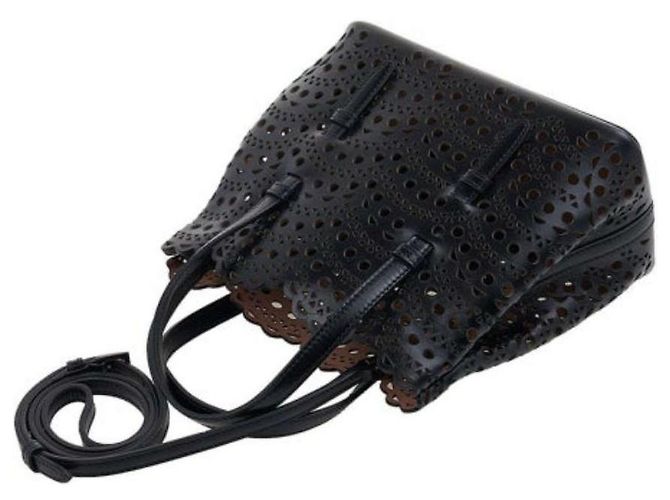 Alaïa Borsa Mina Bianco Wave Piccola Nero - vista 7
