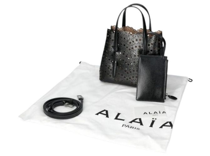 Alaïa Borsa Mina Bianco Wave Piccola Nero - vista 8