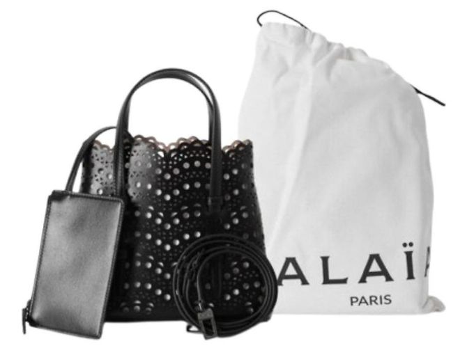 Alaïa Borsa Mina Bianco Wave Piccola Nero - vista 9