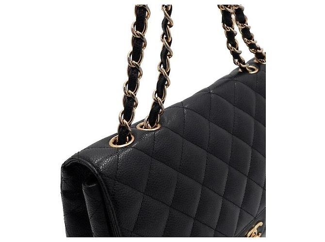 Chanel Bolsa de ombro com corrente dourada e aba única Preto - vista 10