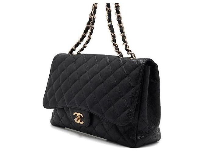 Chanel Bolsa de ombro com corrente dourada e aba única Preto - vista 3