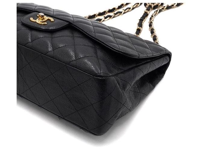 Chanel Bolsa de ombro com corrente dourada e aba única Preto - vista 9