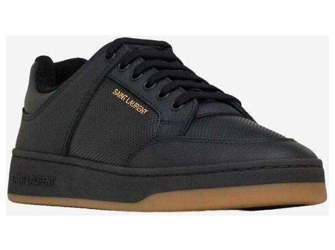 Saint Laurent Niedrig geschnittene Sneakers aus genarbtem Leder - Ansicht 6