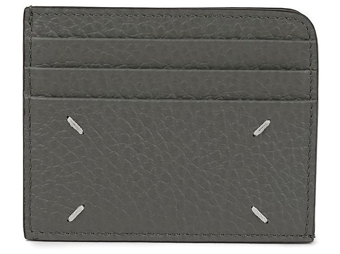 Maison Martin Margiela Tarjetero de cuero graneado con logo bordado Castaño - vista 3