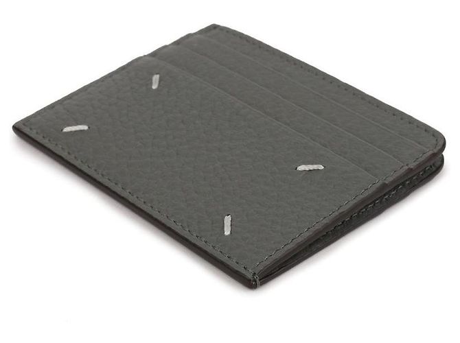 Maison Martin Margiela Tarjetero de cuero graneado con logo bordado Castaño - vista 6