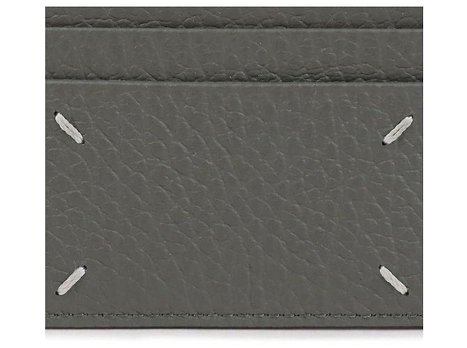 Maison Martin Margiela Tarjetero de cuero graneado con logo bordado Castaño - vista 9