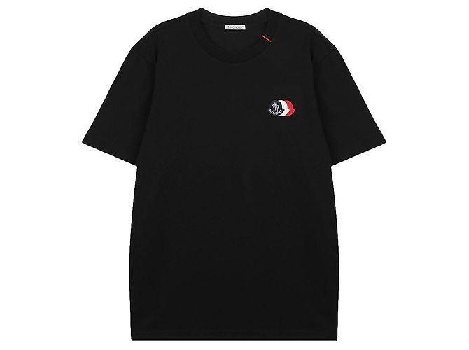 Moncler Baumwoll-T-Shirt mit gesticktem Logo Schwarz - Ansicht 3