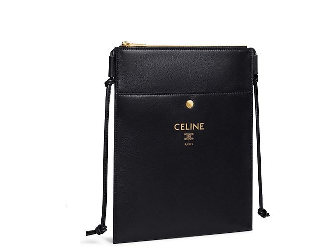 Céline Pochette Sharp in Pelle di Agnello Liscia Nera Nero - vista 3