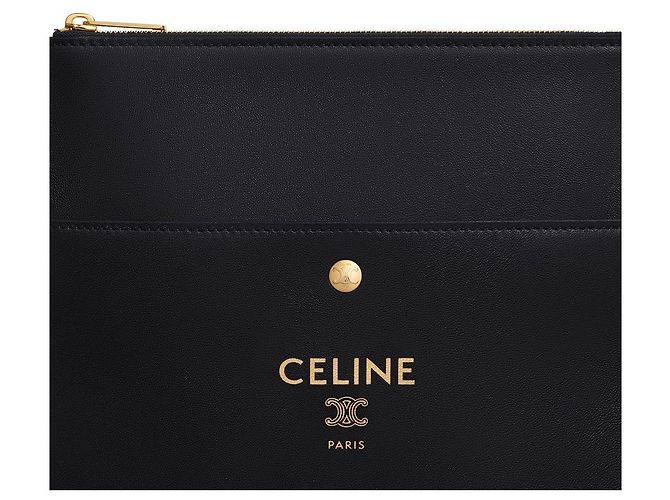 Céline Pochette Sharp in Pelle di Agnello Liscia Nera Nero - vista 4
