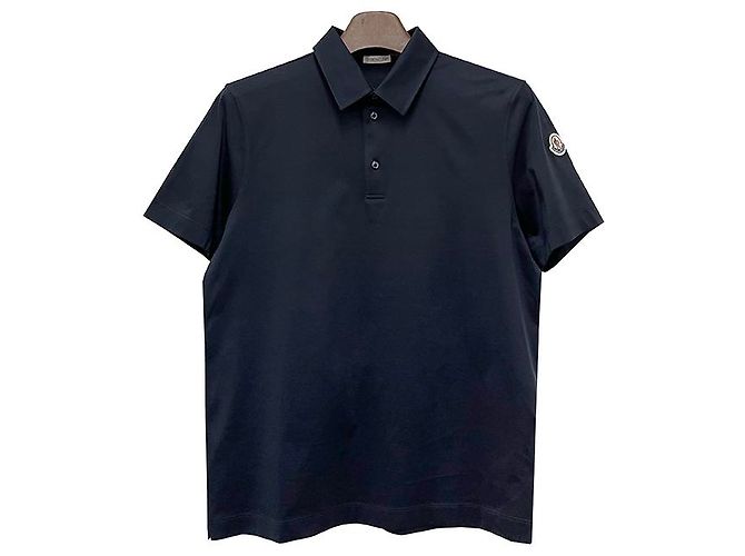 Moncler Polo in cotone piqué con logo per uomo Blu - vista 10