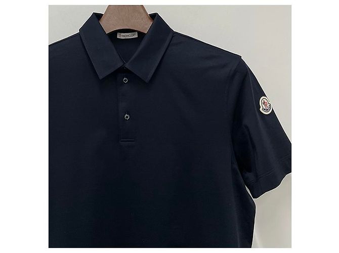 Moncler Polo in cotone piqué con logo per uomo Blu - vista 12