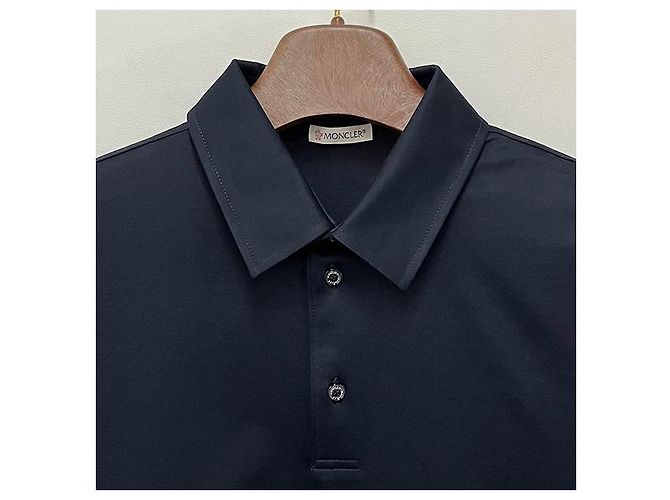 Moncler Polo in cotone piqué con logo per uomo Blu - vista 13