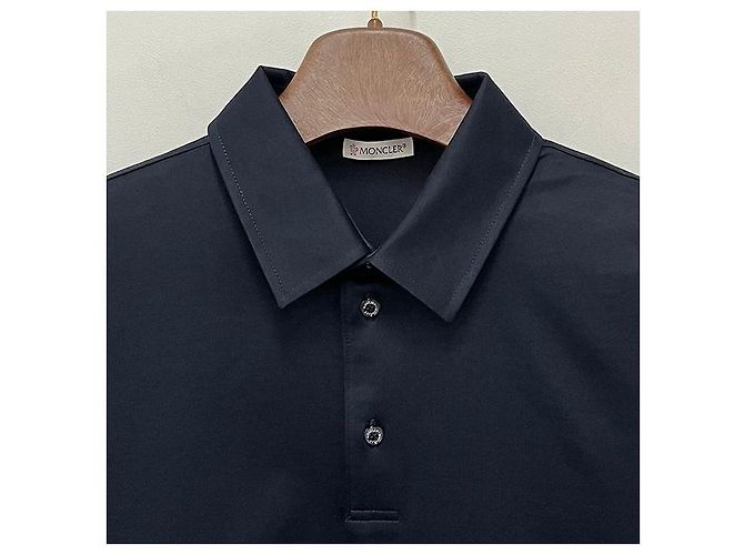 Moncler Polo in cotone piqué con logo per uomo Blu - vista 4