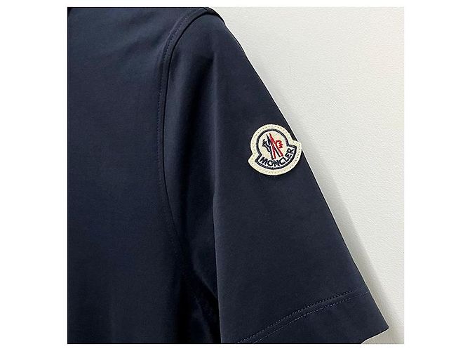 Moncler Polo in cotone piqué con logo per uomo Blu - vista 5