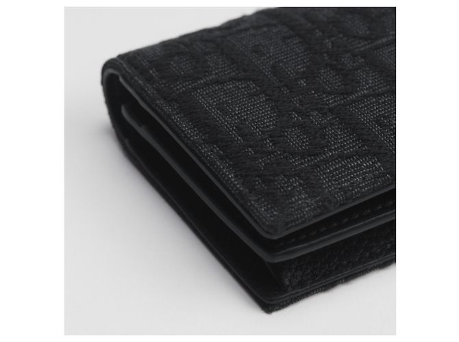 Oblique Dior Portacarte in jacquard obliquo nero - vista 3