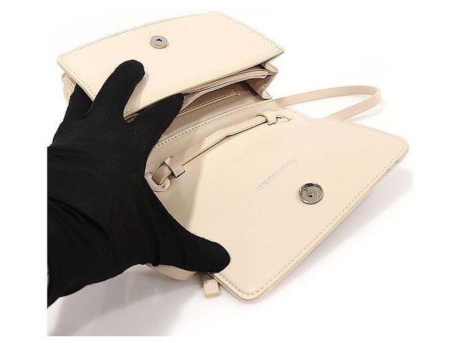 Acne Mini borsa a tracolla in vernice beige con logo Face Marrone - vista 4