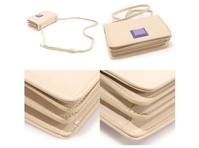 Acne Mini borsa a tracolla in vernice beige con logo Face Marrone - vista 5