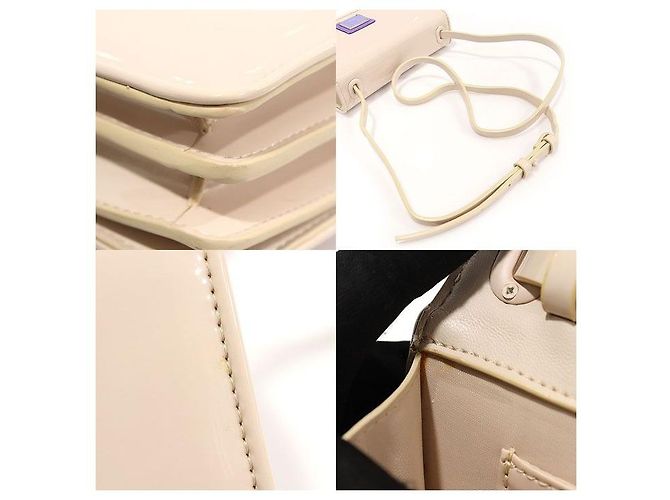 Acne Mini borsa a tracolla in vernice beige con logo Face Marrone - vista 6