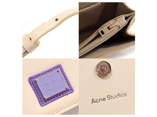 Acne Mini borsa a tracolla in vernice beige con logo Face Marrone - vista 7