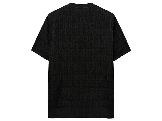 Fendi Kurzarmstrickoberteil aus Baumwolle für Damen mit FF-Logo Schwarz - Ansicht 2