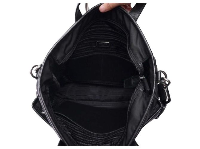Tote Prada Schwarze Nylon-Tragetasche - Ansicht 12