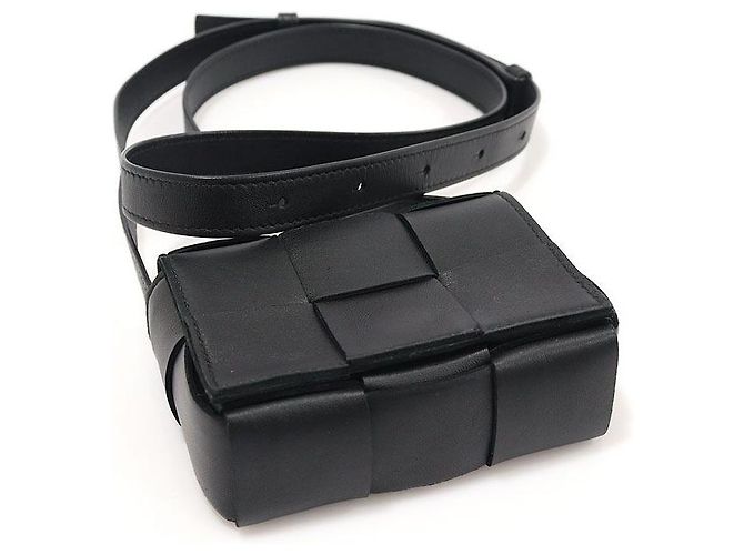 Cassette Bottega Veneta Mini borsa a tracolla Candy in tessuto Intrecciato nero Black - view 4