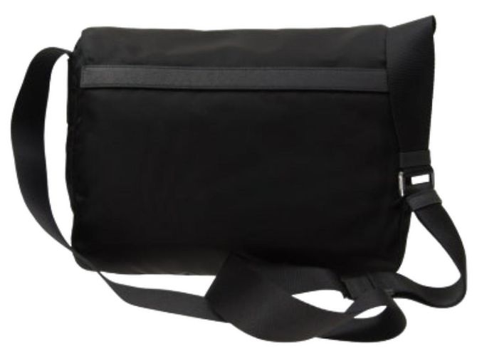 Prada ZOT Bolsa Transversal Grande com Logo Triangular em Tecido Preto - vista 9