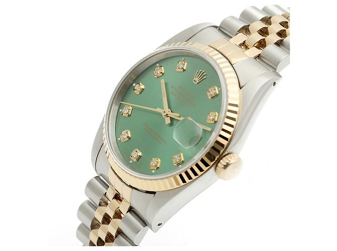 Rolex Datejust Combo Men's Watch Bright Green Afterset Diamond - view 10