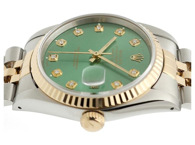 Rolex Datejust Combo Men's Watch Bright Green Afterset Diamond - view 12