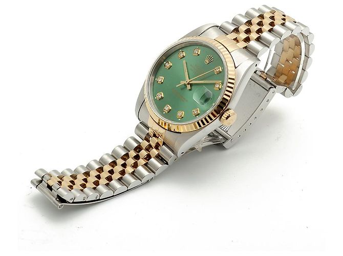 Rolex Datejust Combo Men's Watch Bright Green Afterset Diamond - view 14