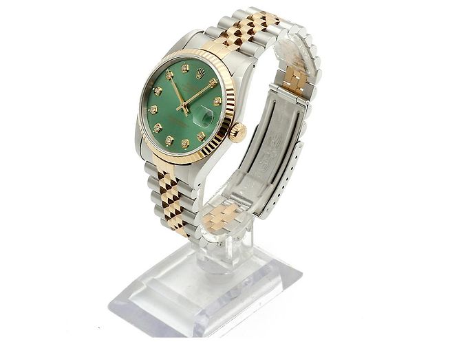 Rolex Datejust Combo Men's Watch Bright Green Afterset Diamond - view 4