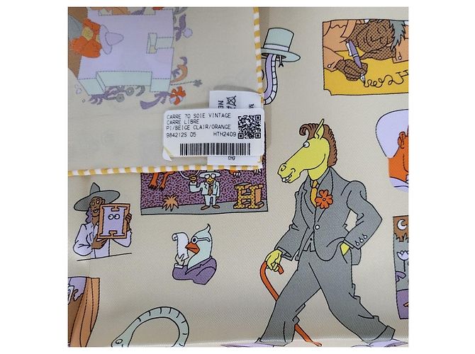 Hermès Bufanda de seda para mujeres Carre Libre Castaño - vista 10
