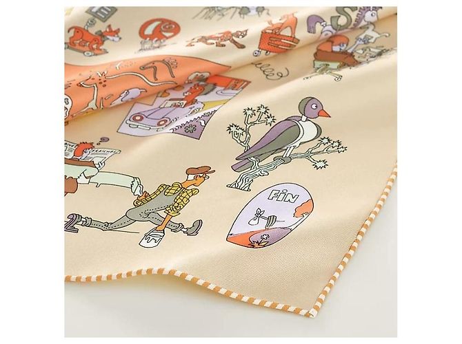 Hermès Bufanda de seda para mujeres Carre Libre Castaño - vista 3