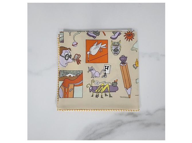 Hermès Bufanda de seda para mujeres Carre Libre Castaño - vista 9