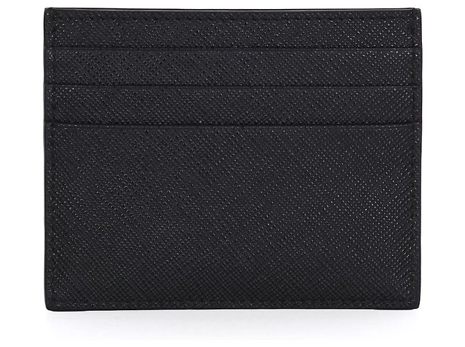 Prada Saffiano Metall Logo Gold Kartenetui Schwarz - Ansicht 4