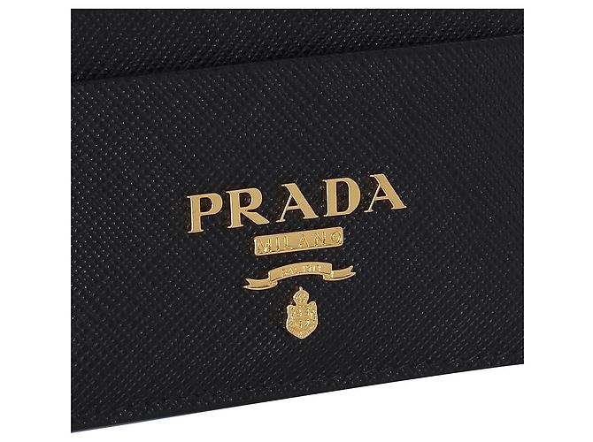 Prada Saffiano Metall Logo Gold Kartenetui Schwarz - Ansicht 5