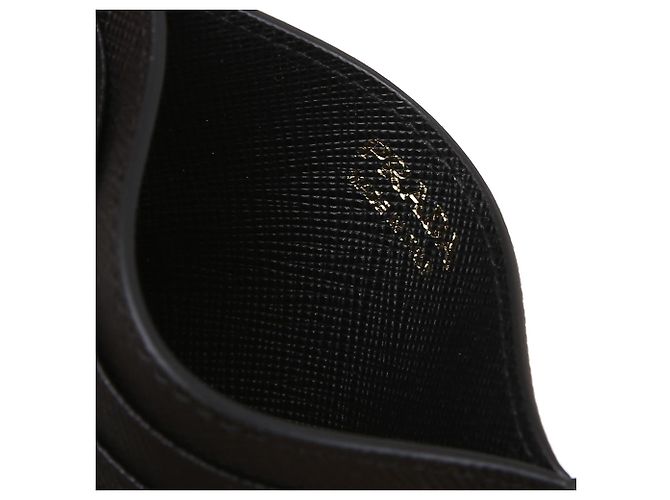 Prada Saffiano Metall Logo Gold Kartenetui Schwarz - Ansicht 6